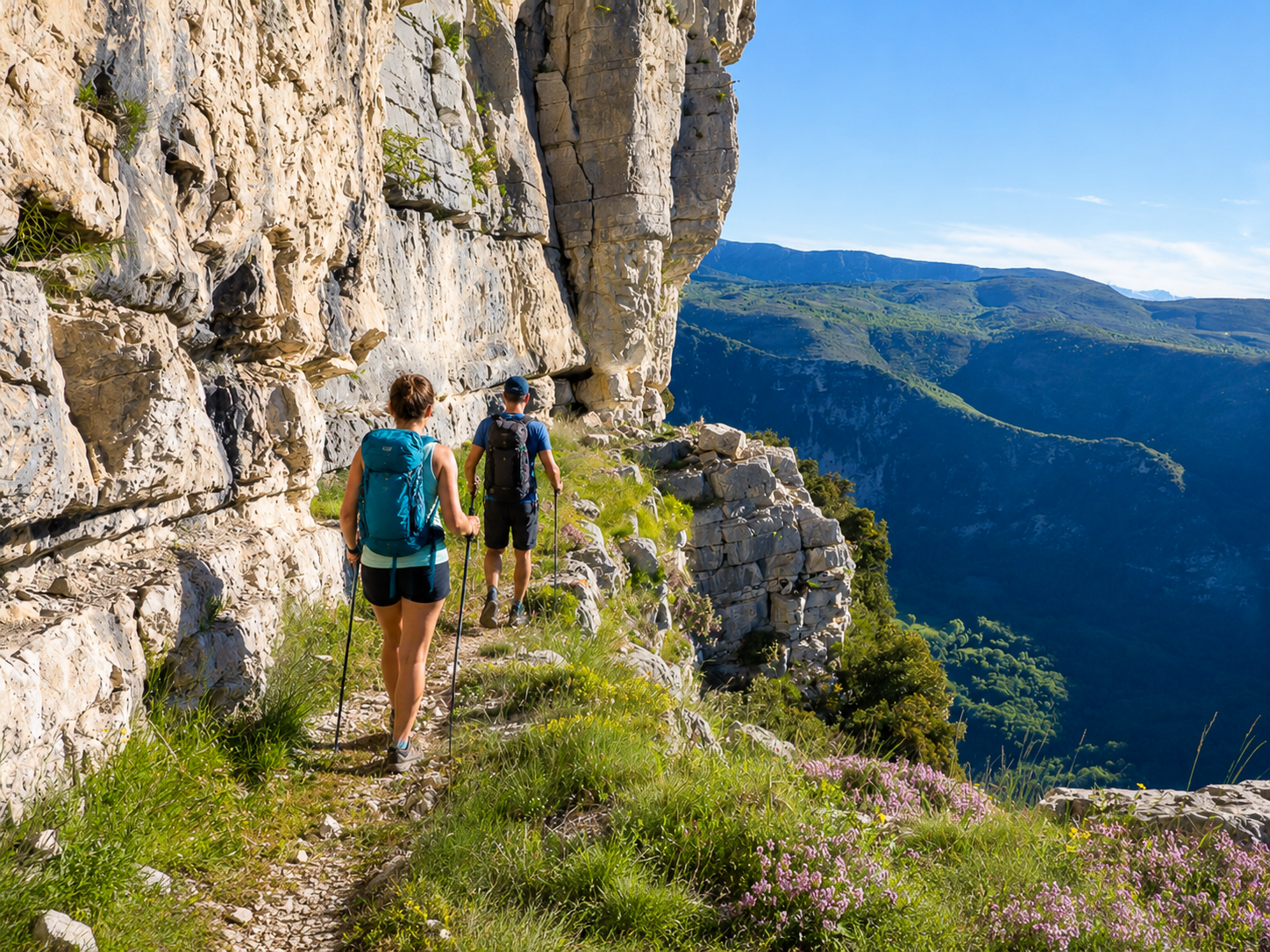Plateau calcaire de Cavillore et panorama au-dessus de Gourdon